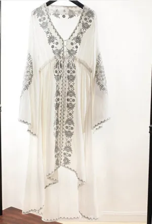 Women Embroidered Cotton Long Dress