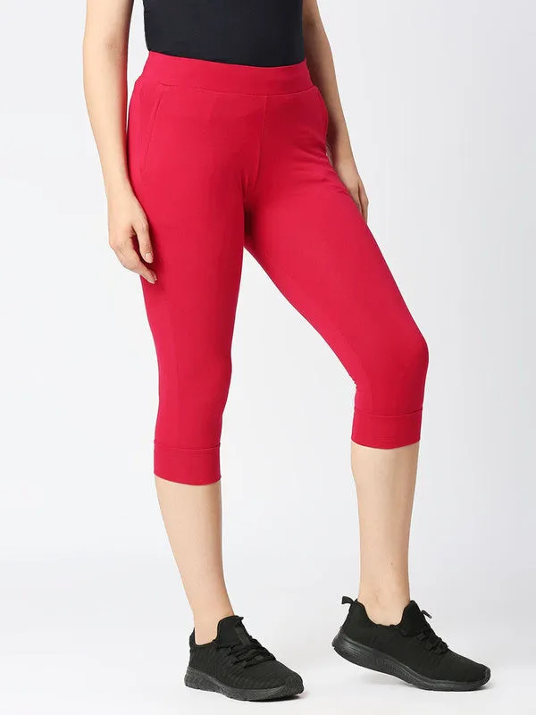 Women Fuchia Solid CAPRIS - RECOVER TIGHTS-FU