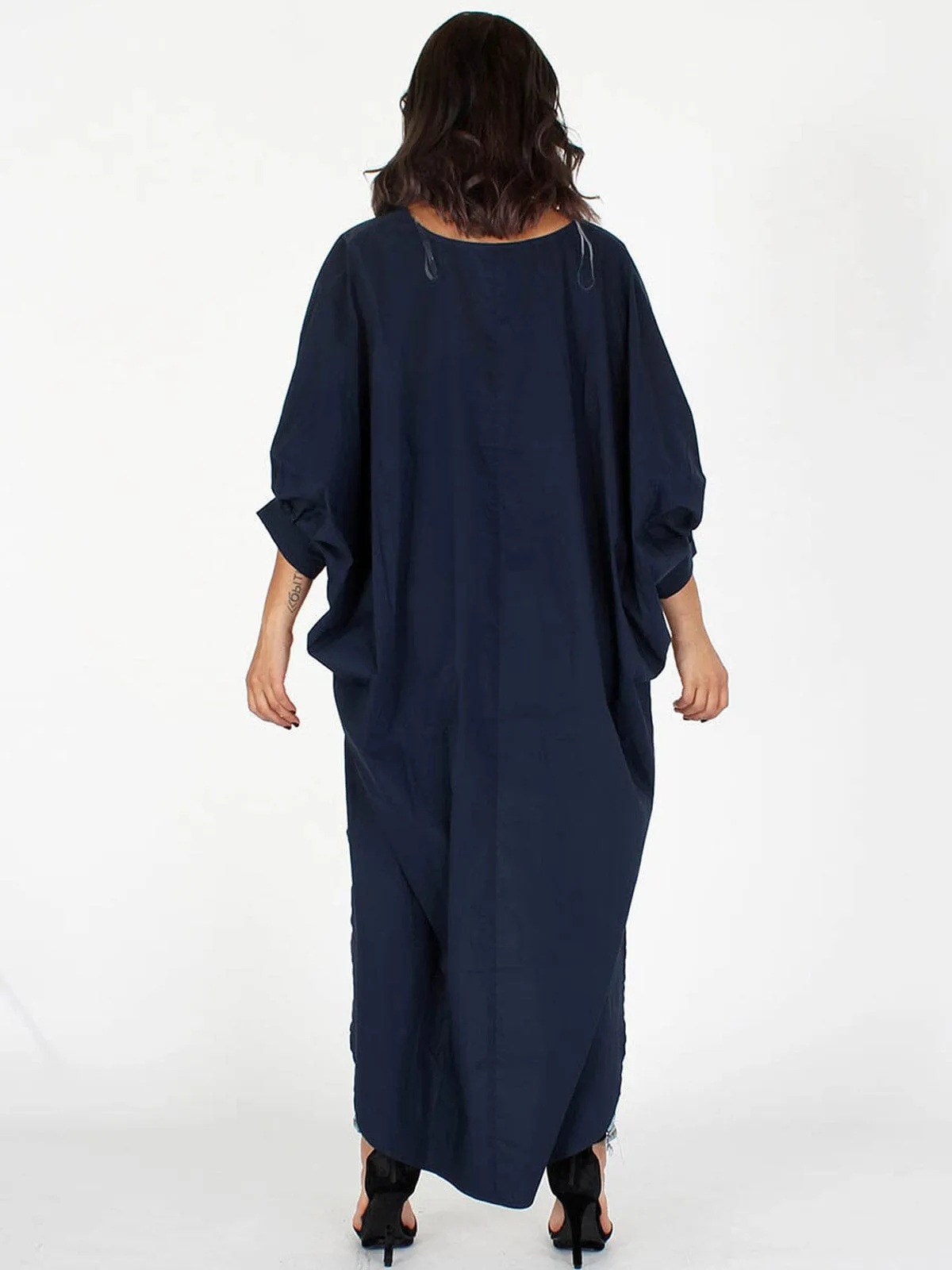 WOMEN'S 3/4 SLEEVES V-NECK HIGH-LOW SOLID TUNIC TOP
