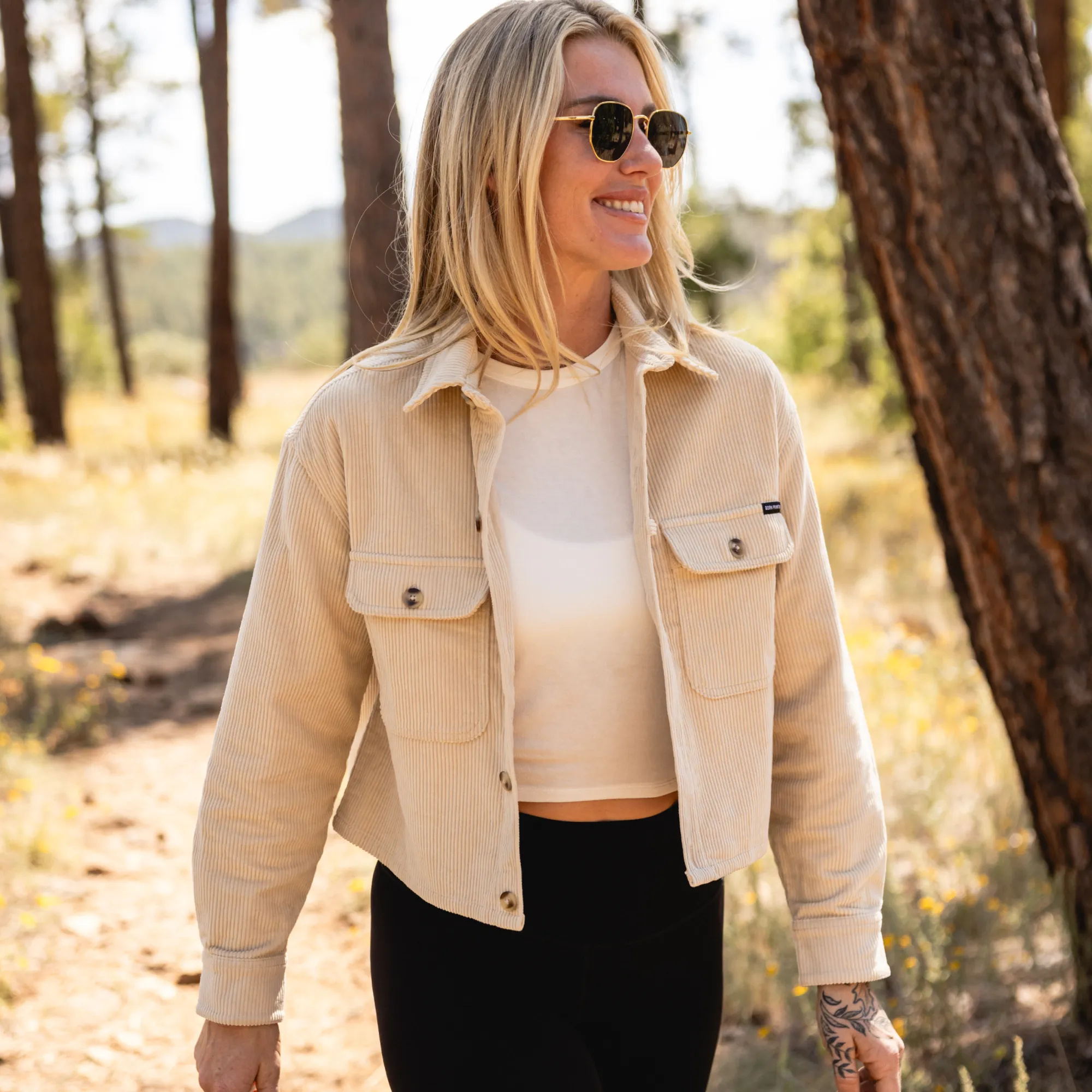 Women's Cropped Corduroy Shirt (Wheat)