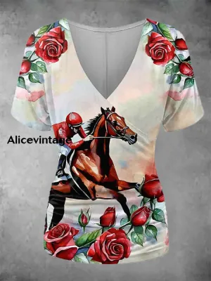 Women's Derby Day Printed Casual T-Shirt
