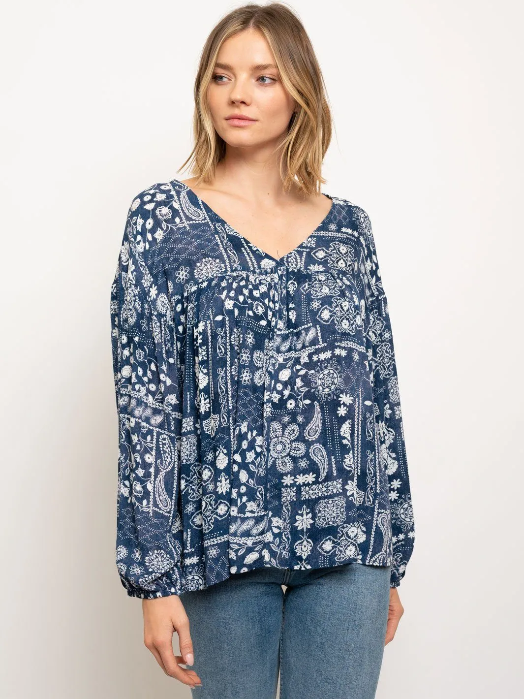 WOMENS FLORAL LONG SLEEVE TUNIC TOP