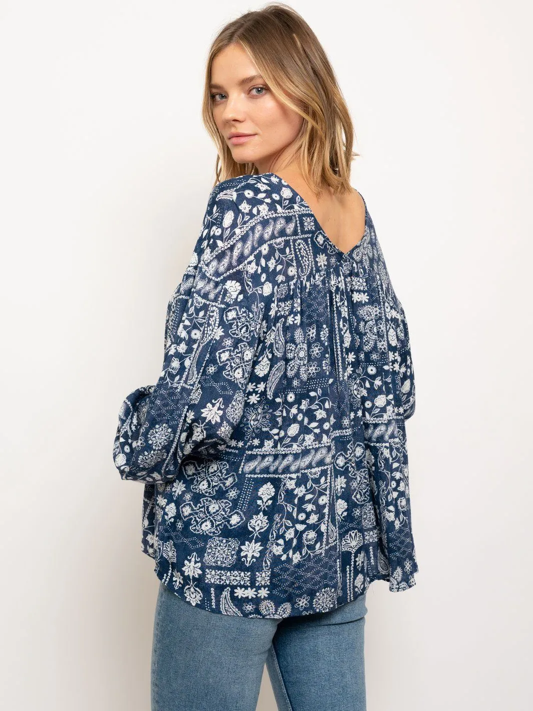 WOMENS FLORAL LONG SLEEVE TUNIC TOP
