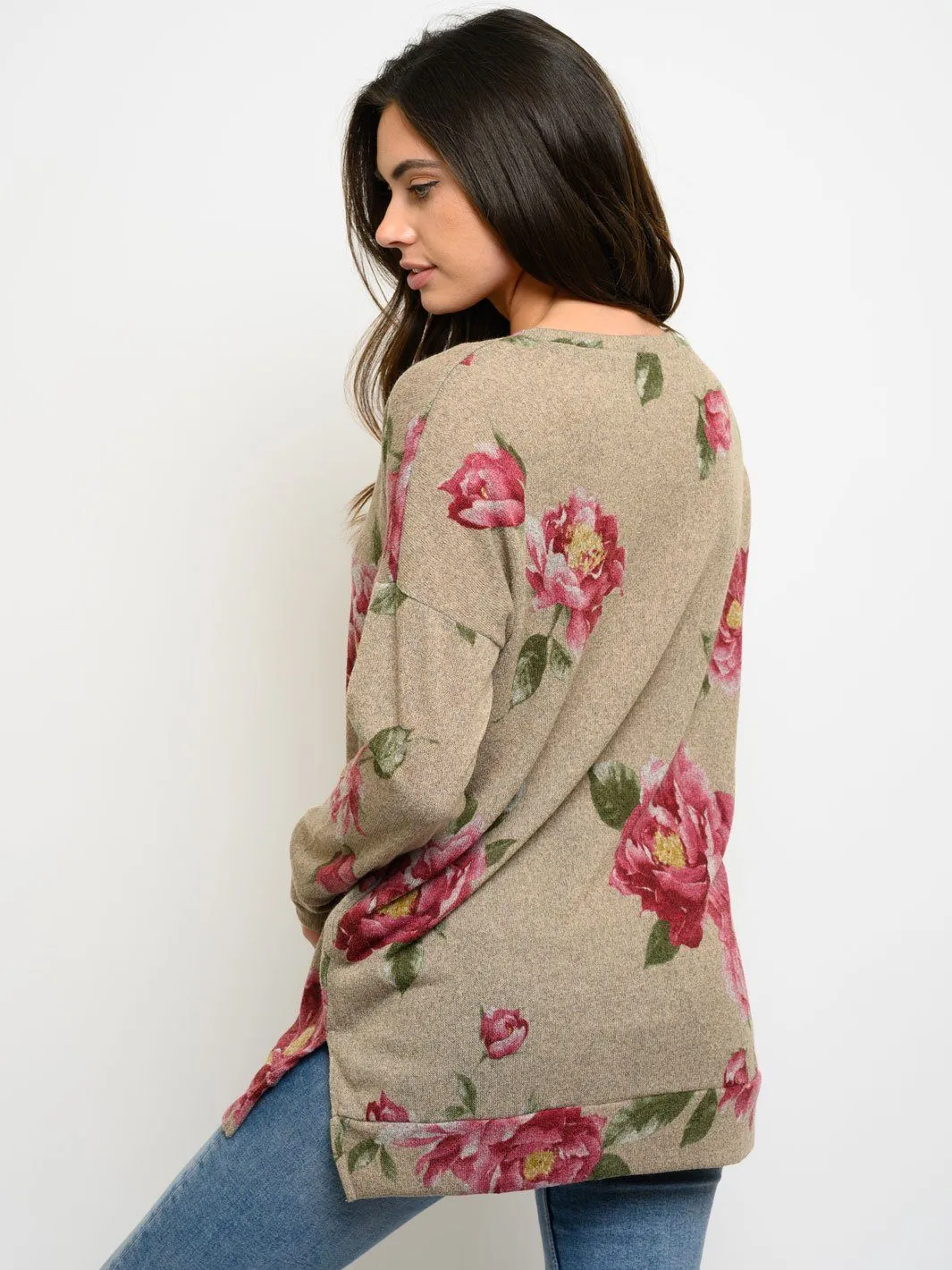 WOMEN'S FLORAL LONG SLEEVE TUNIC TOP