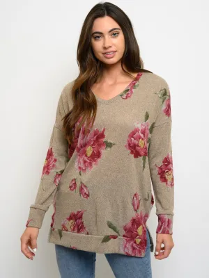 WOMEN'S FLORAL LONG SLEEVE TUNIC TOP