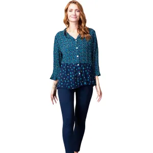 Women's Habitat Flounce 3/4 Sleeve Tunic Blue Tossed Rings