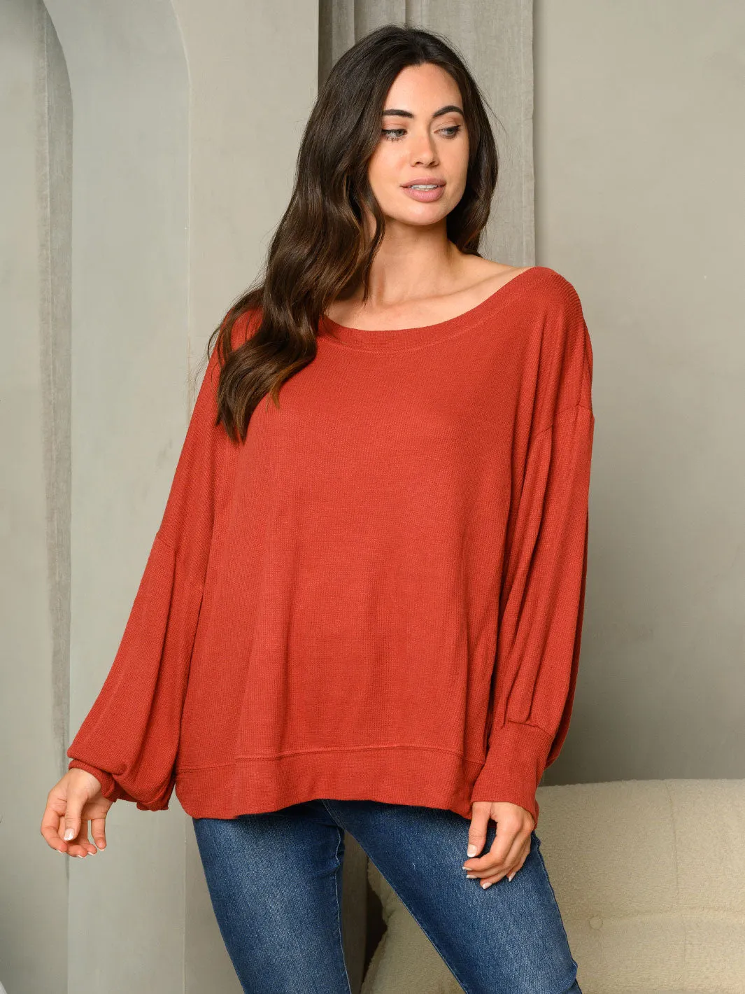 WOMEN'S LONG BALLOON SLEEVE TUNIC TOP