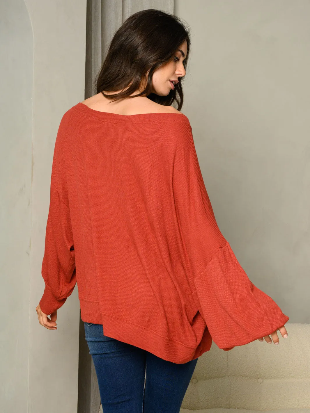 WOMEN'S LONG BALLOON SLEEVE TUNIC TOP
