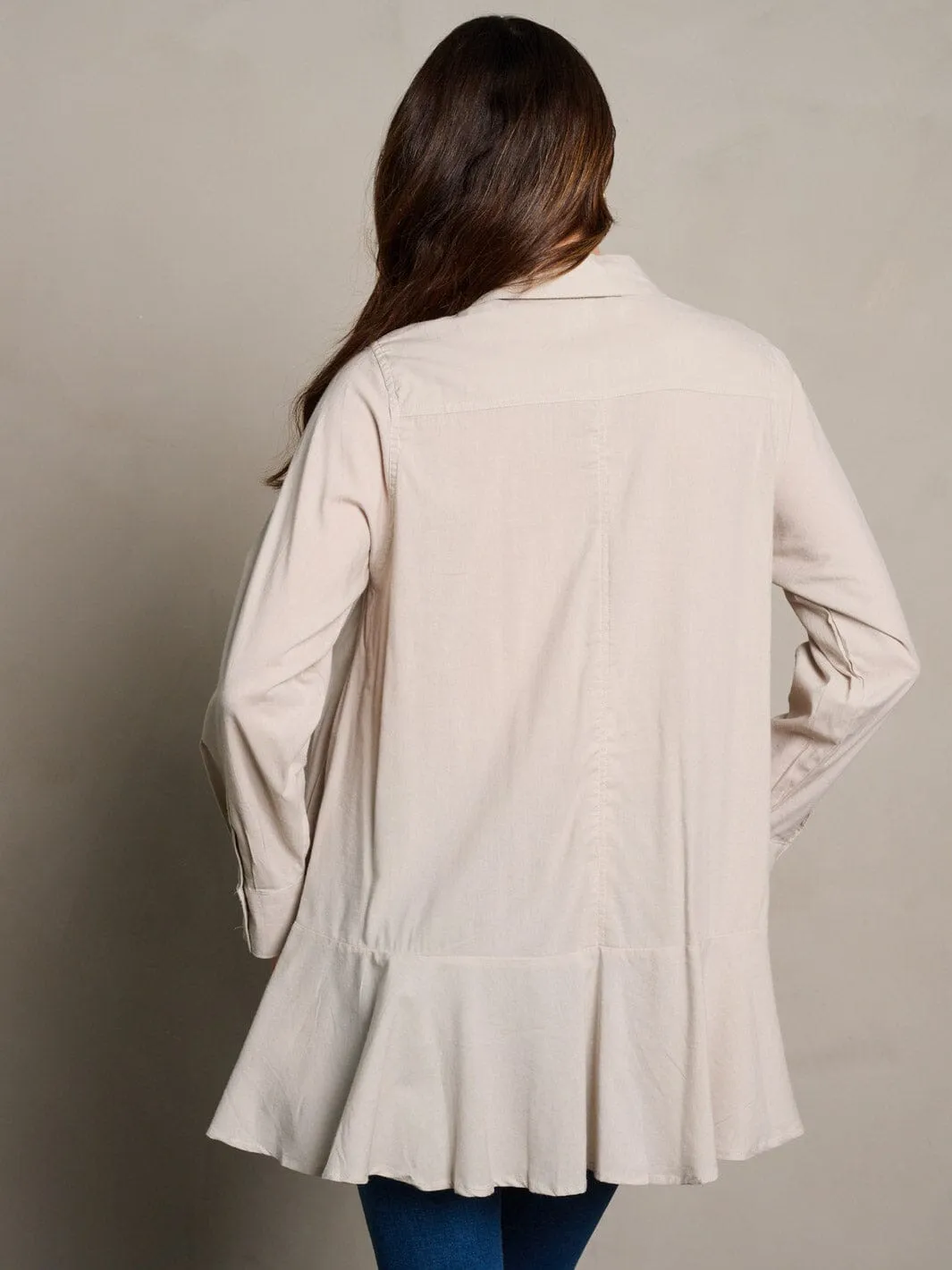 WOMEN'S LONG SLEEVE POCKETS BUTTON UP TUNIC BLOUSE TOP