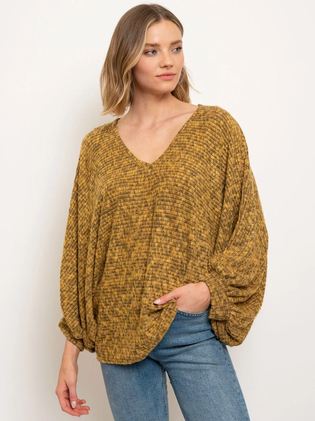 WOMEN'S LONG SLEEVE V-NECK TUNIC TOP