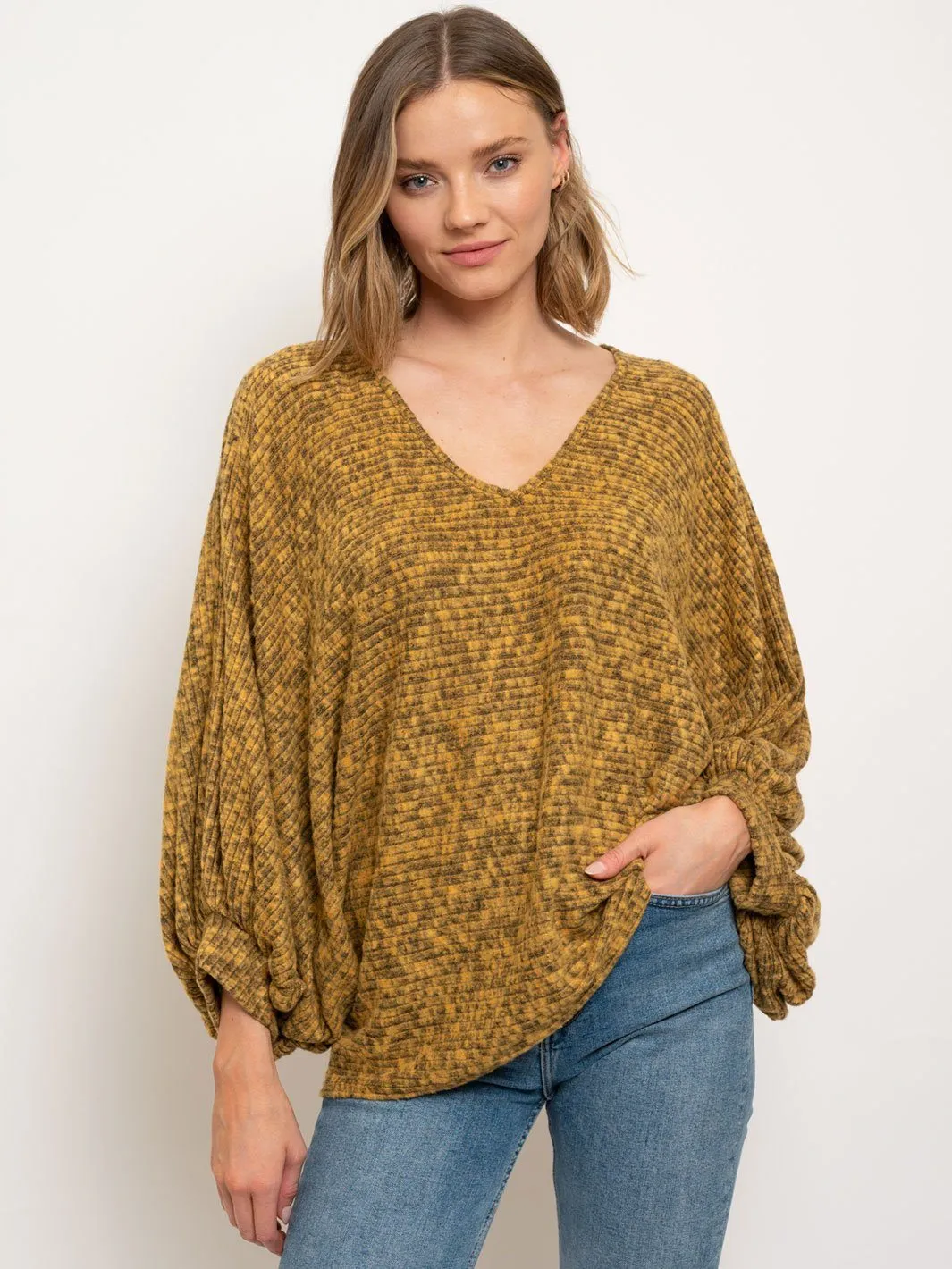 WOMEN'S LONG SLEEVE V-NECK TUNIC TOP