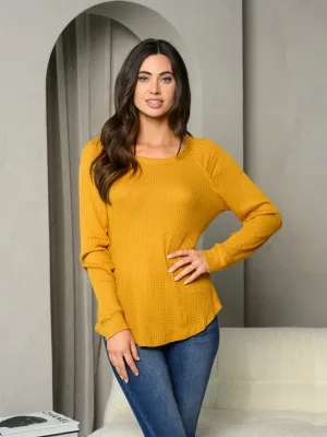 WOMEN'S LONG SLEEVE WAFFLE TUNIC TOP