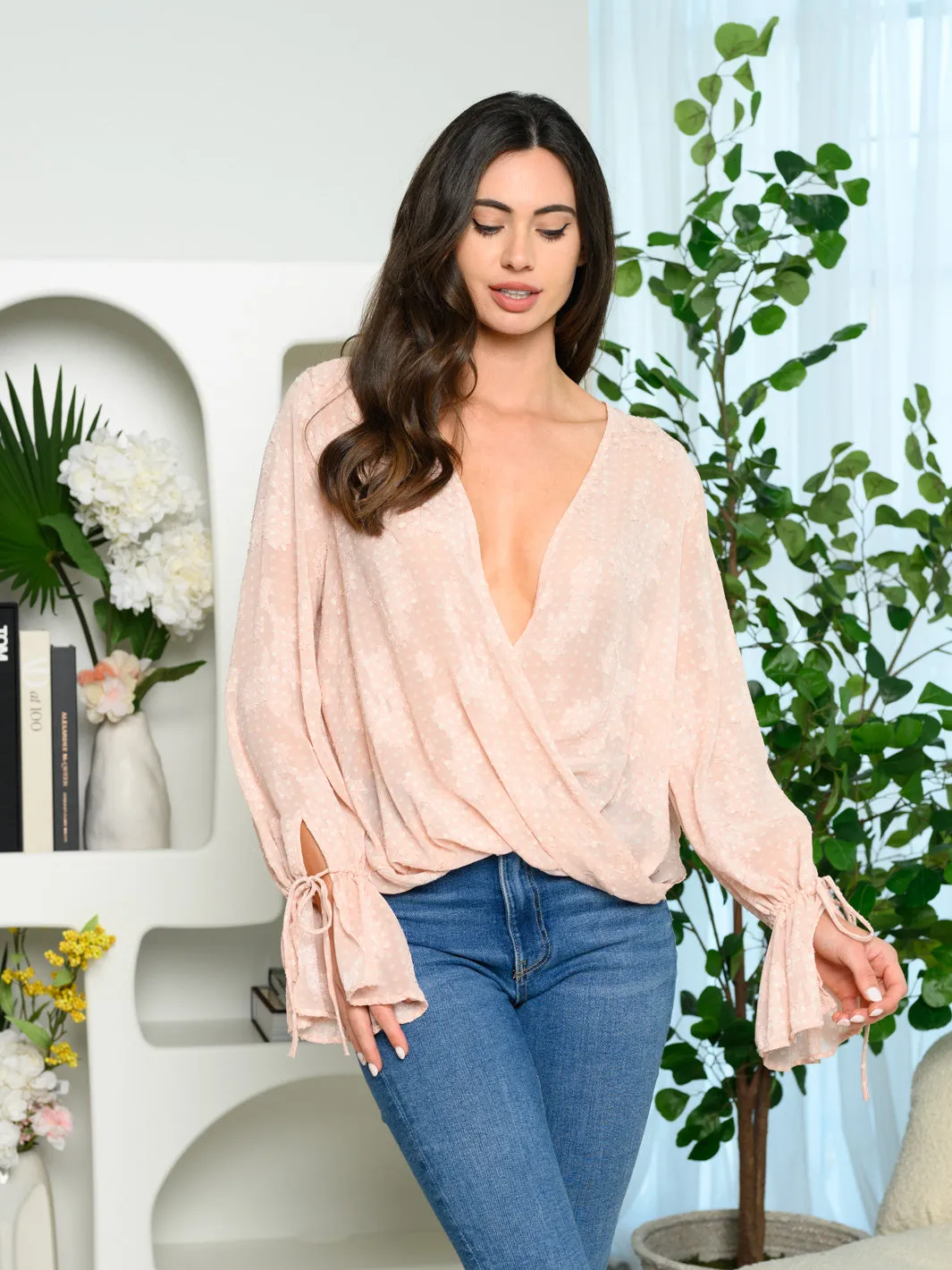 WOMEN'S LONG SLEEVE WRAP TOP