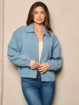 WOMEN'S LONG SLEEVE ZIP UP POCKETS JACKET