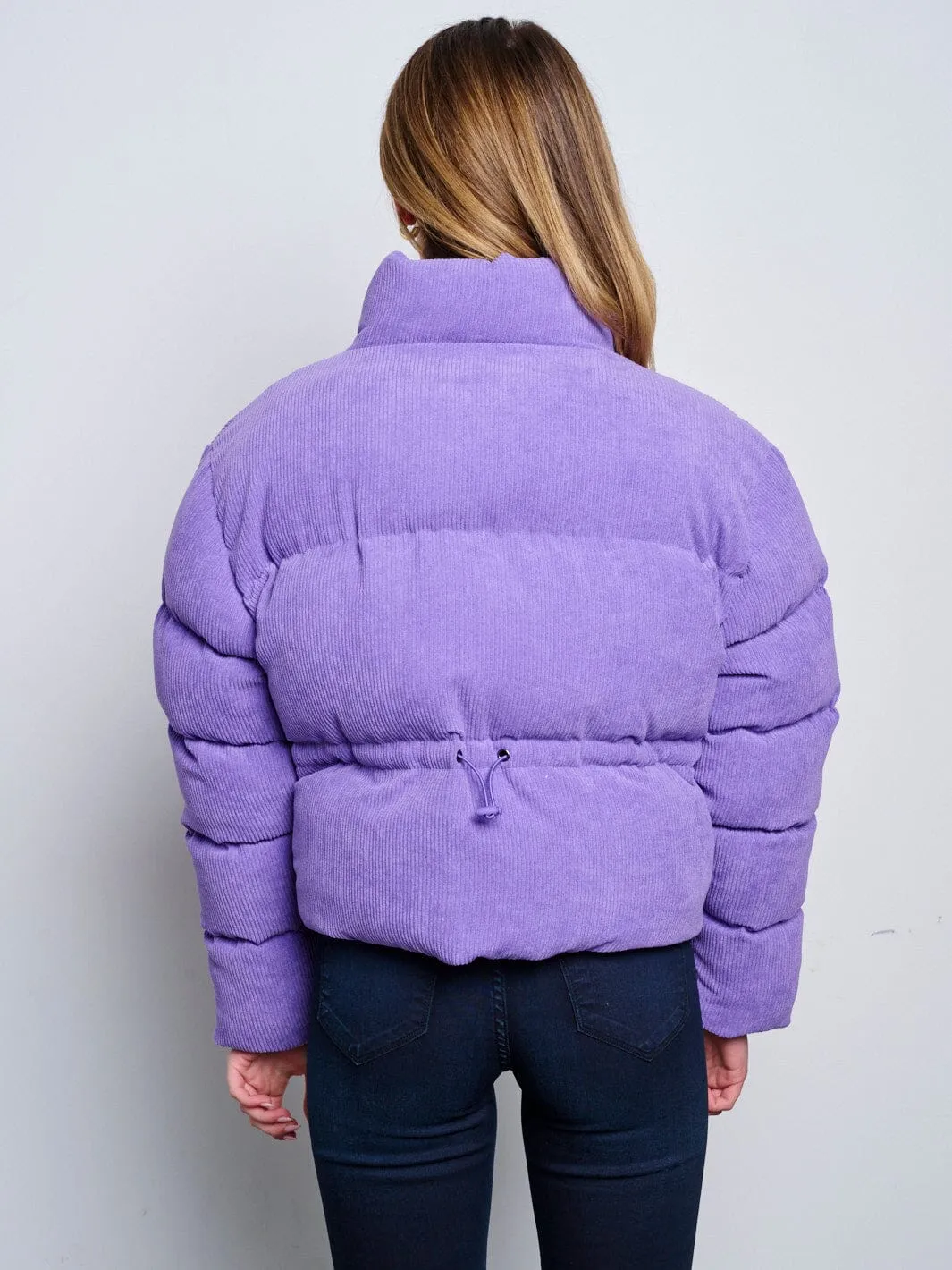 WOMEN'S LONG SLEEVE ZIP UP POCKETS PUFFER JACKET
