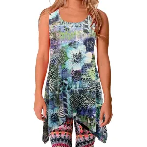 Womens sleeveless printed Sharkbite top Made in USA