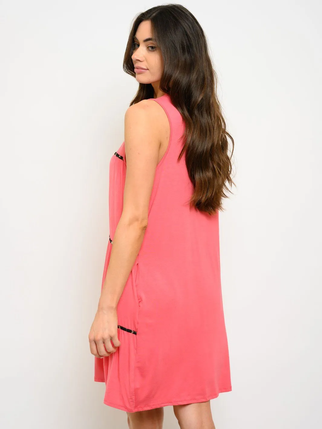 WOMEN'S SLEEVELESS TUNIC MINI DRESS