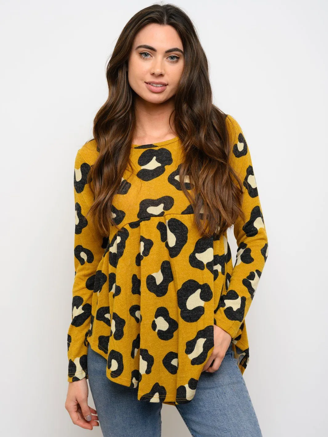 WOMEN'S TUNIC ANIMAL PRINT LONG SLEEVE TOP