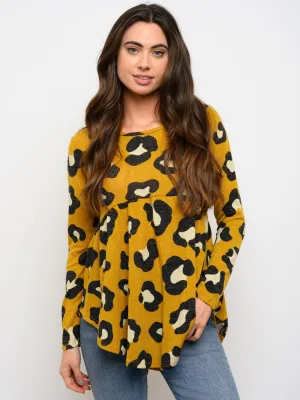 WOMEN'S TUNIC ANIMAL PRINT LONG SLEEVE TOP