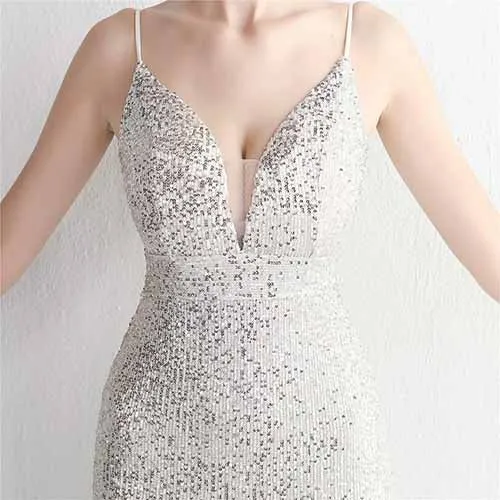 Women's V Neck High Slit Long Maxi Elegant Formal Dresses Evening Gown S-4XL
