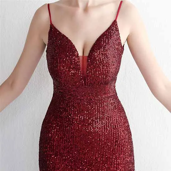 Women's V Neck High Slit Long Maxi Elegant Formal Dresses Evening Gown S-4XL