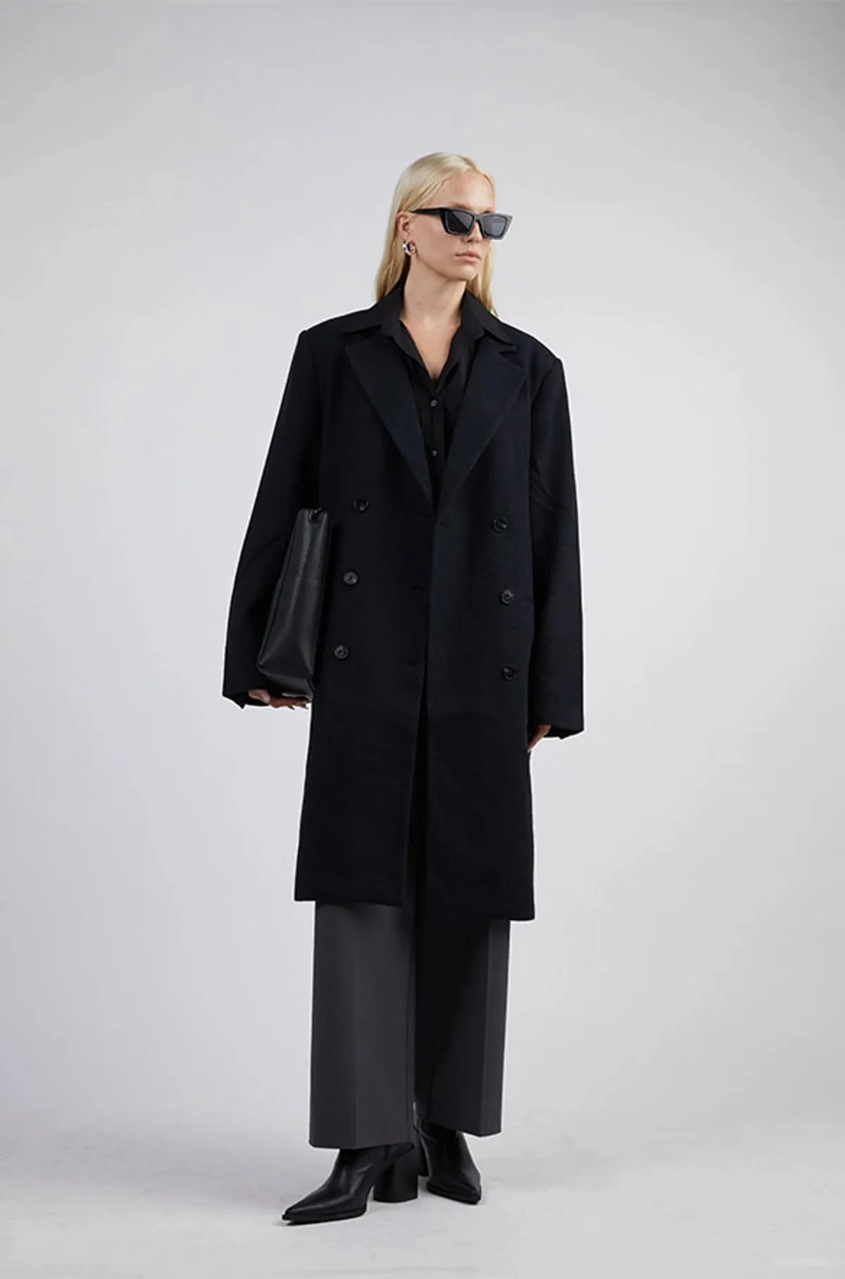 Wool Blend Double-Breasted Coat
