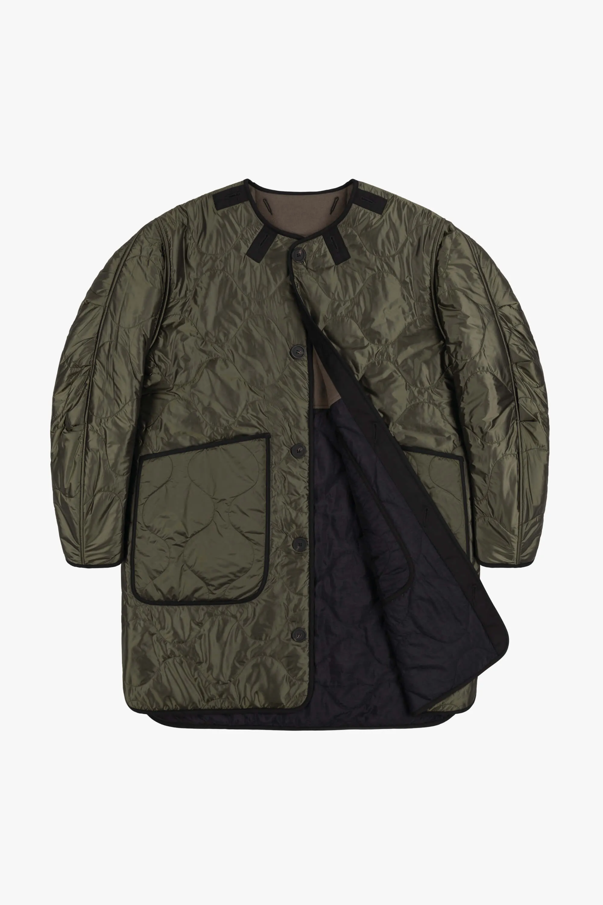 Wool Quilt Jacket - Olive & Black / Dark Olive