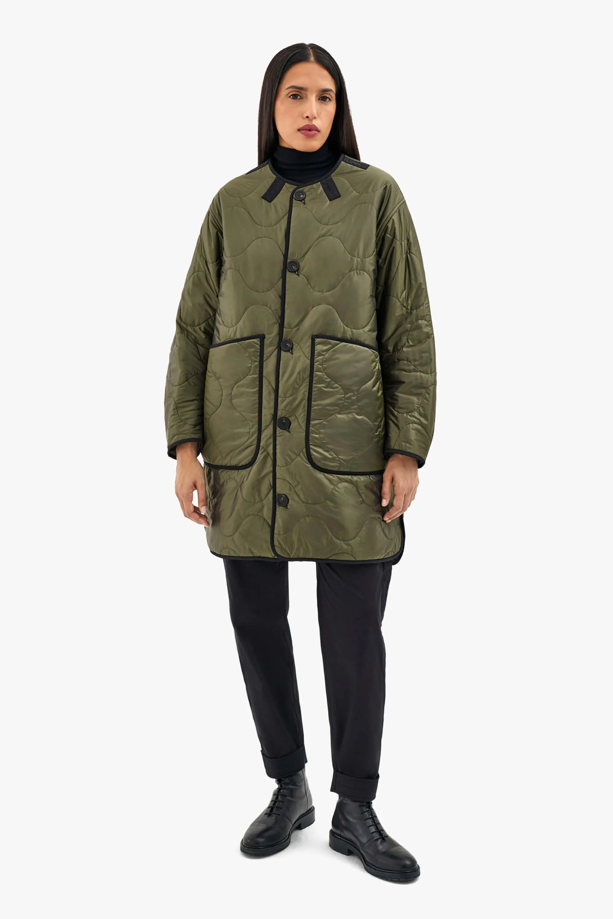 Wool Quilt Jacket - Olive & Black / Dark Olive