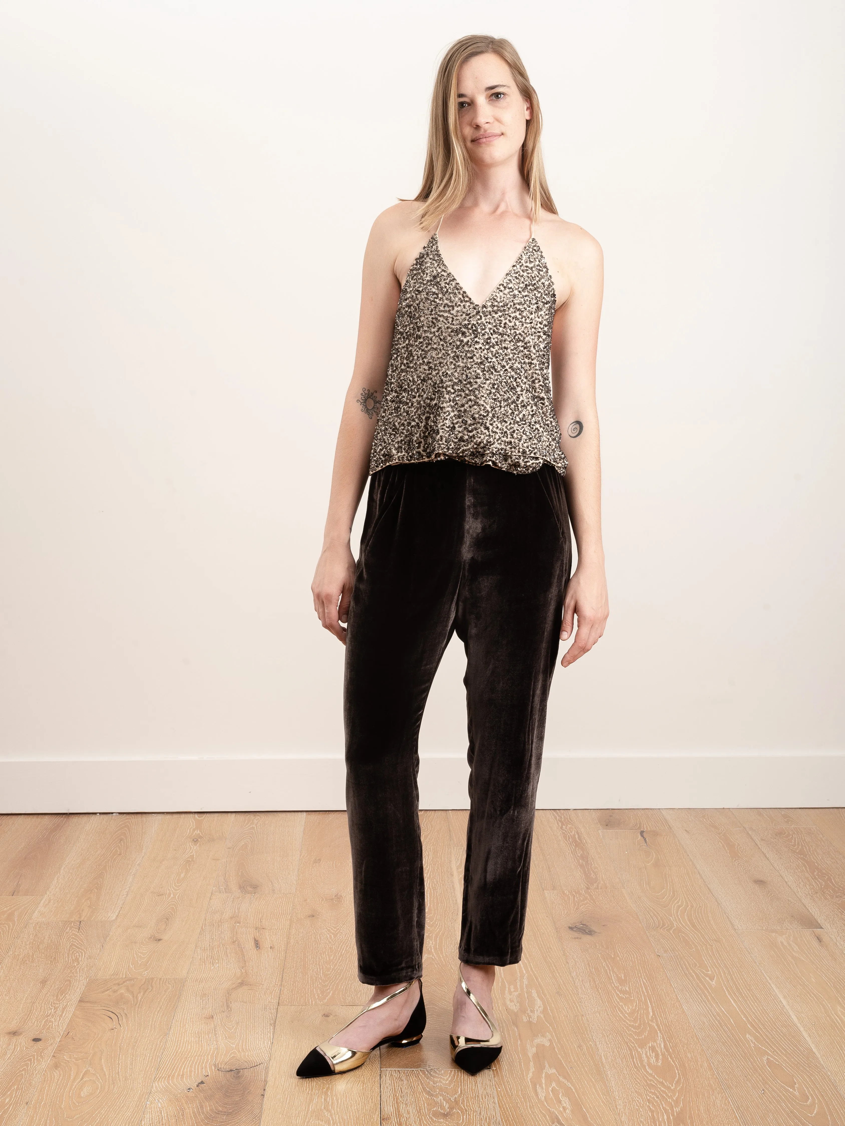 wrap cami - black/nude
