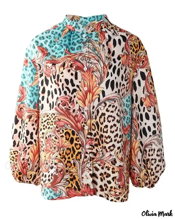 Xieyinshe - Baroque Leopard Print Long Sleeve Button-Up Shirt