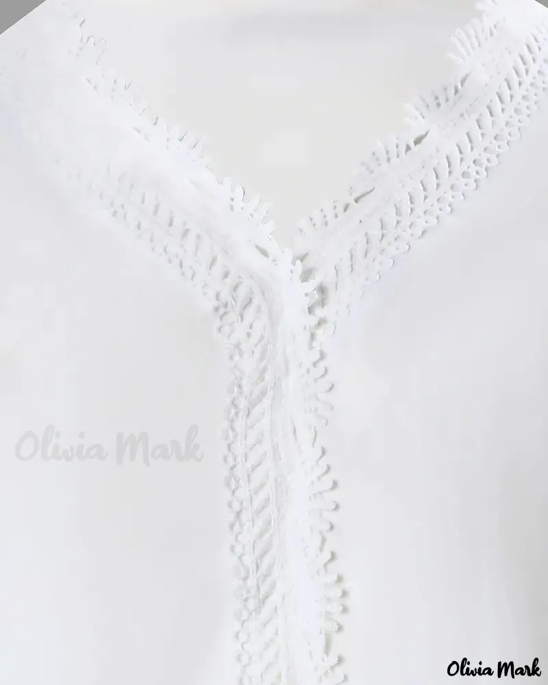 Xieyinshe - Contrast Lace Long Sleeve Top