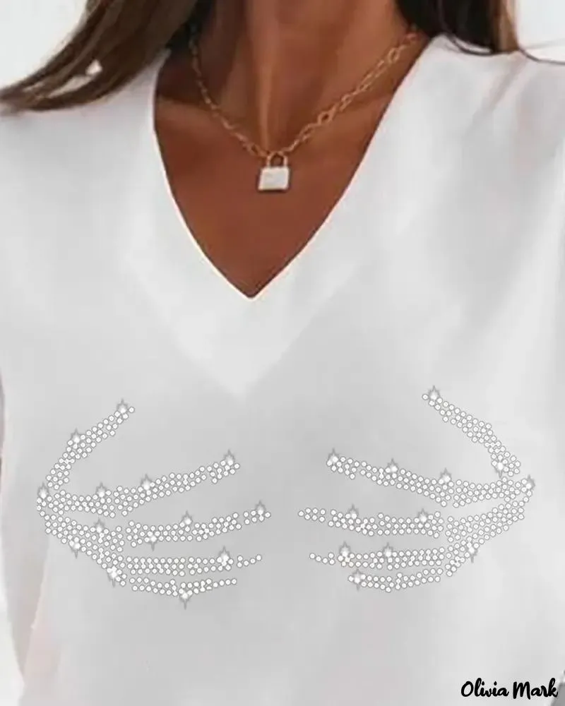 Xieyinshe - Halloween Rhinestone Contrast Lace Long Sleeve Top