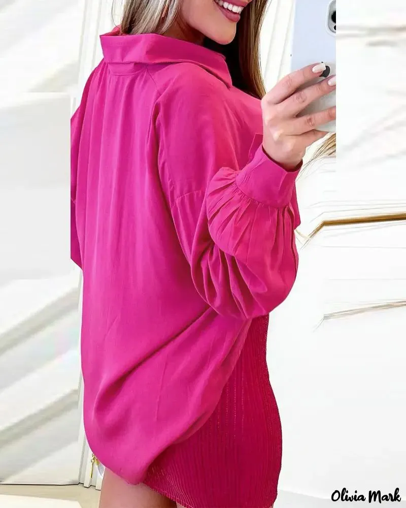 Xieyinshe - Long Sleeve Button Down Shirt with Low Hem