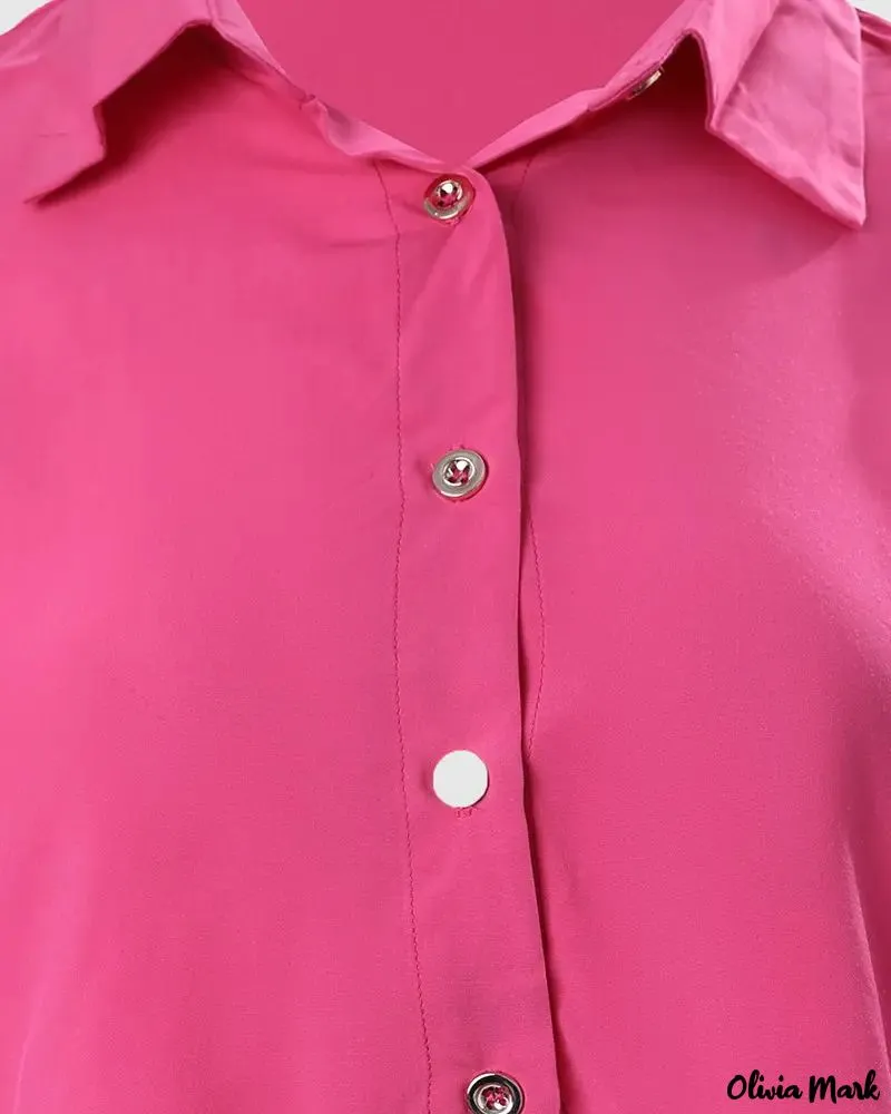 Xieyinshe - Long Sleeve Button Down Shirt with Low Hem