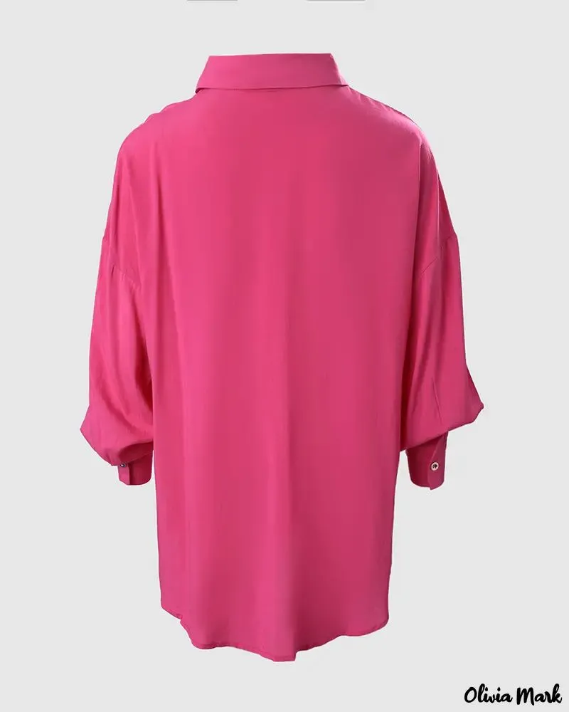 Xieyinshe - Long Sleeve Button Down Shirt with Low Hem