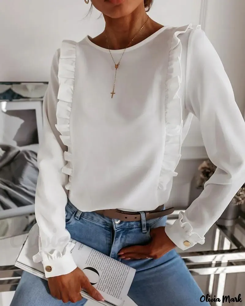 Xieyinshe - Long Sleeve Ruffle Hem Blouse