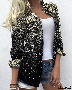 Xieyinshe - Printed Long Sleeve Button Down Shirt