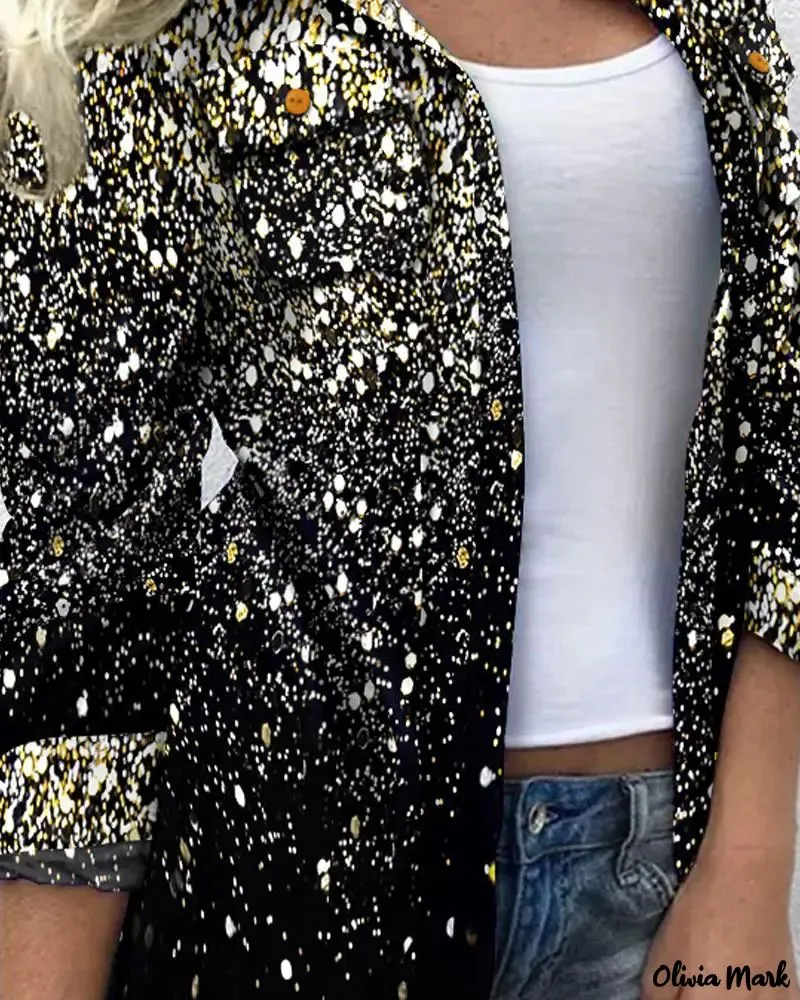 Xieyinshe - Printed Long Sleeve Button Down Shirt