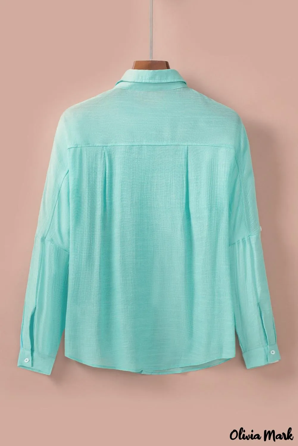 Xieyinshe - Red loose button-up long sleeve shirt with pocket
