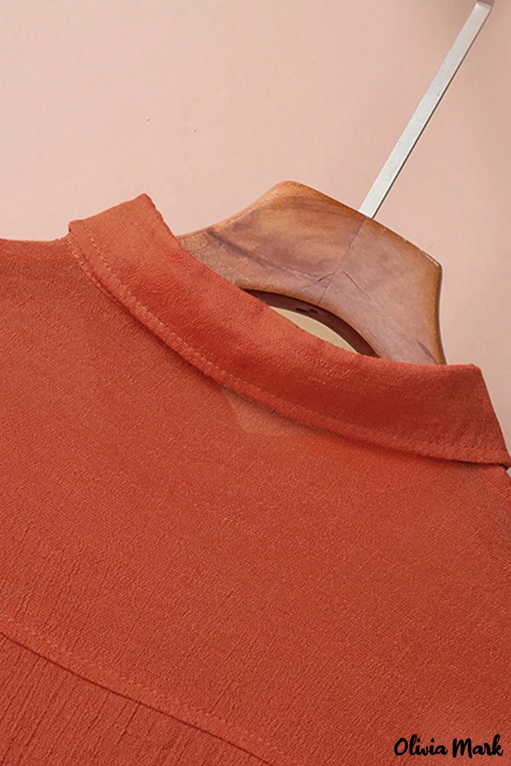 Xieyinshe - Red loose button-up long sleeve shirt with pocket