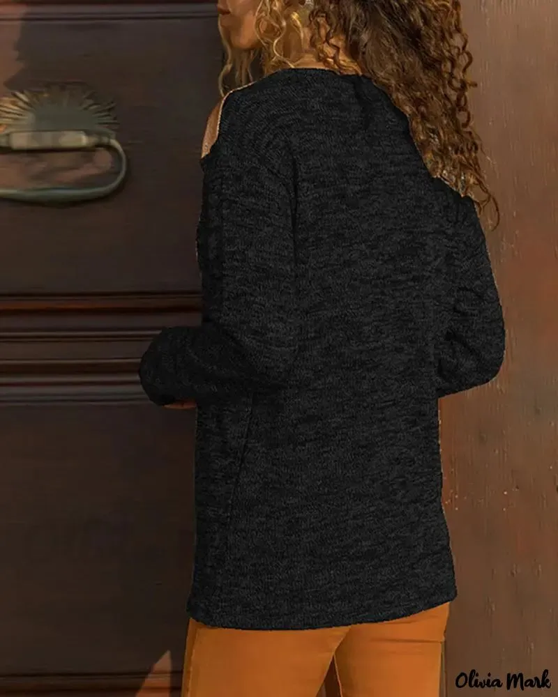 Xieyinshe - Relaxed Long Sleeve Color Block Sweater