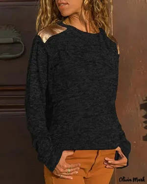 Xieyinshe - Relaxed Long Sleeve Color Block Sweater