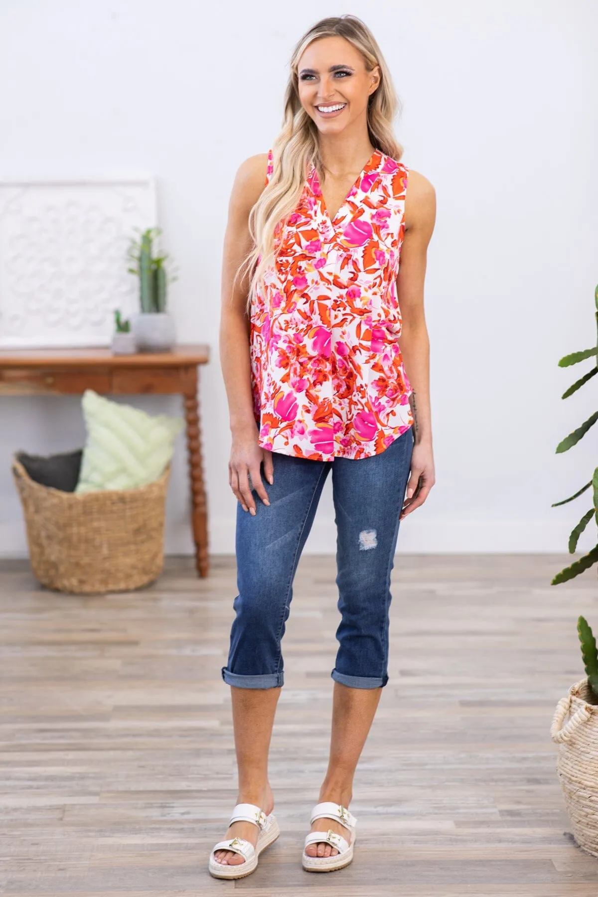 YMI Dark Wash High Rise Roll Cuff Capris