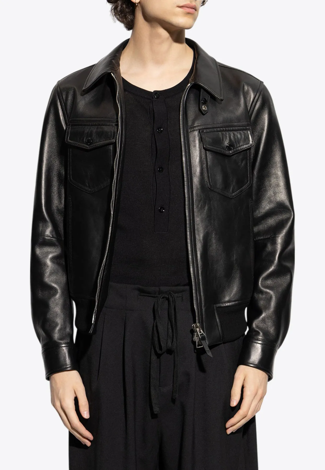 Zip-Up Leather Jacket