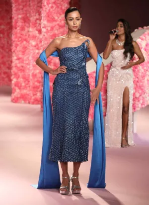 Zoe cobalt blue silver gown