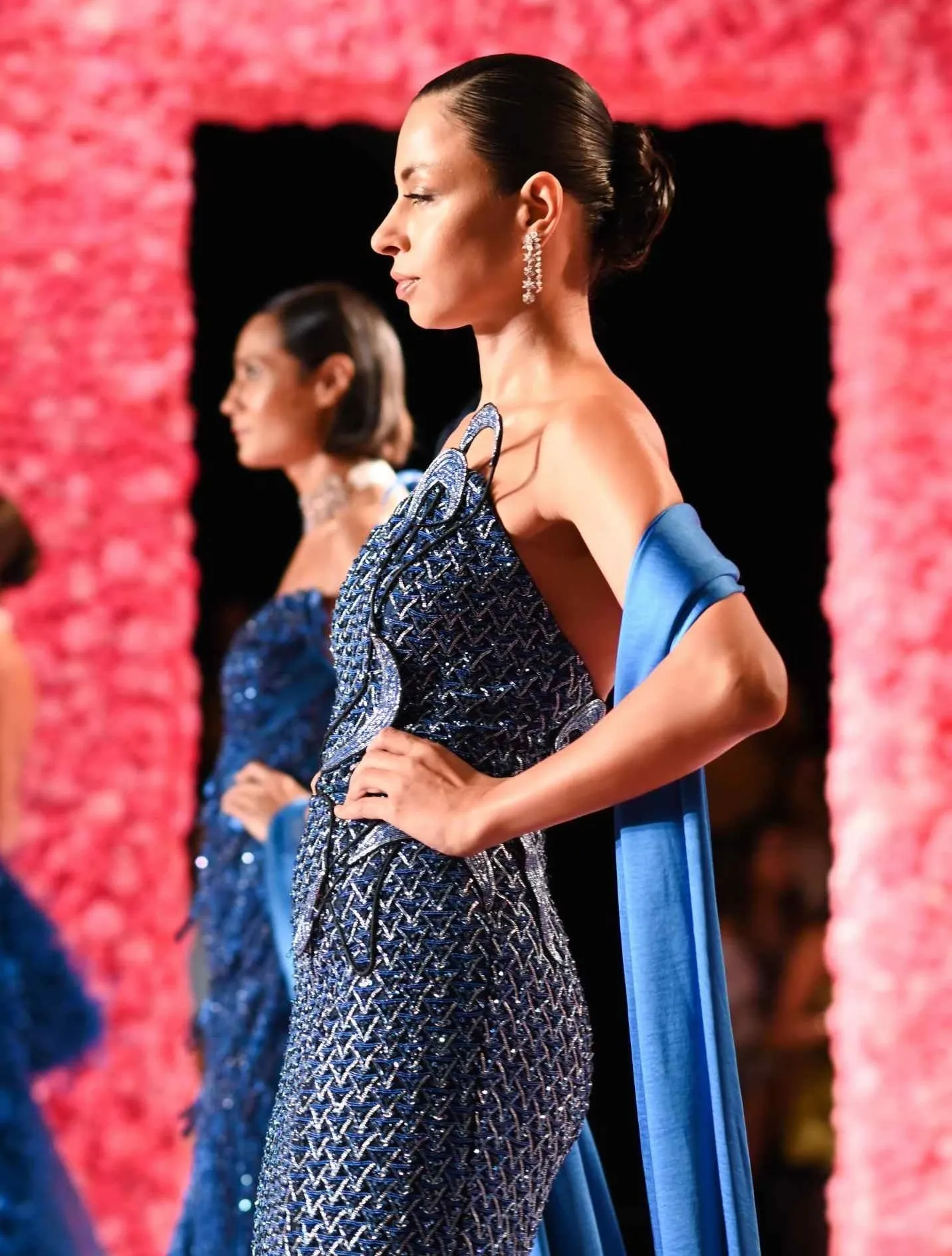 Zoe cobalt blue silver gown