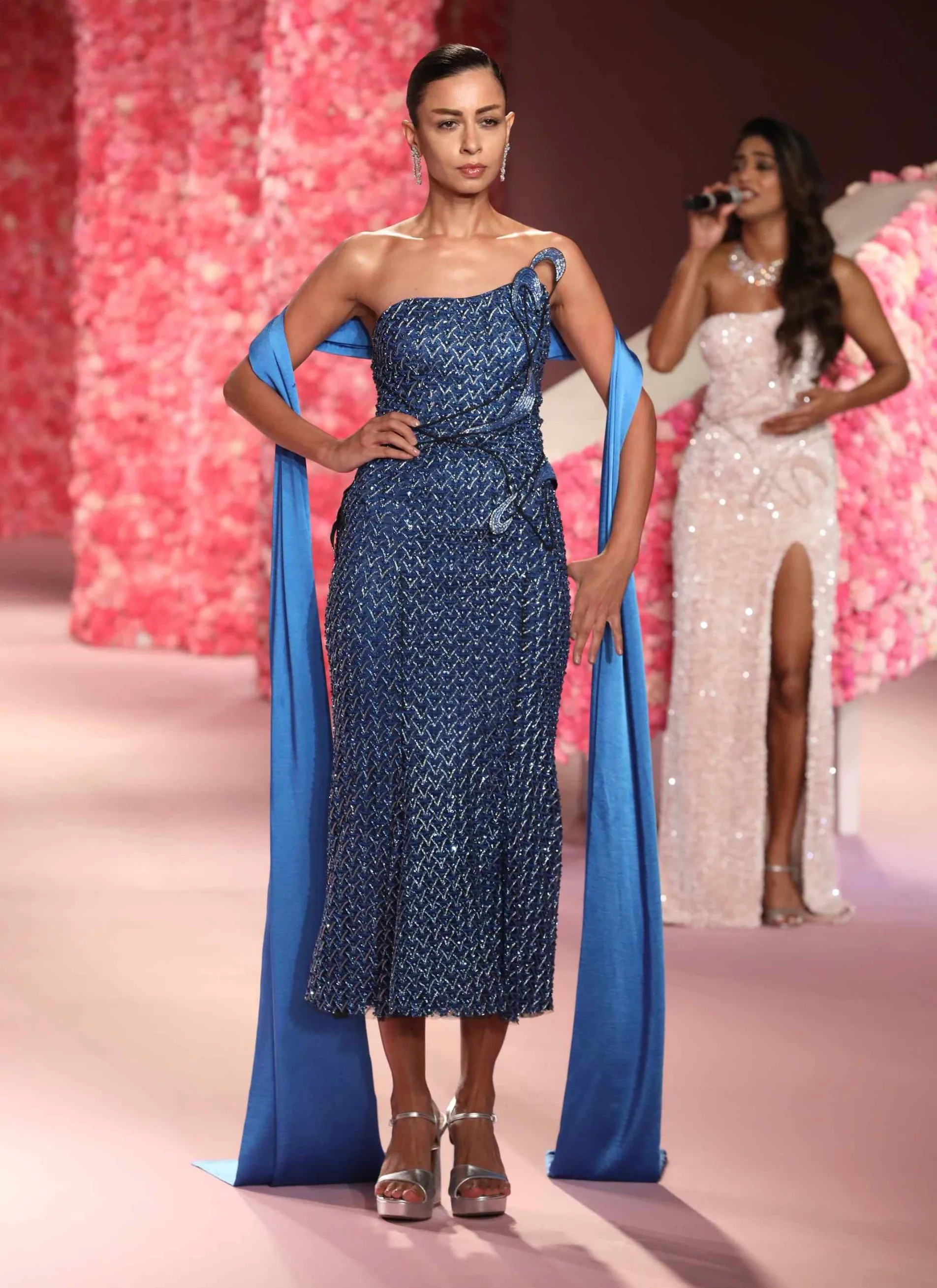 Zoe cobalt blue silver gown